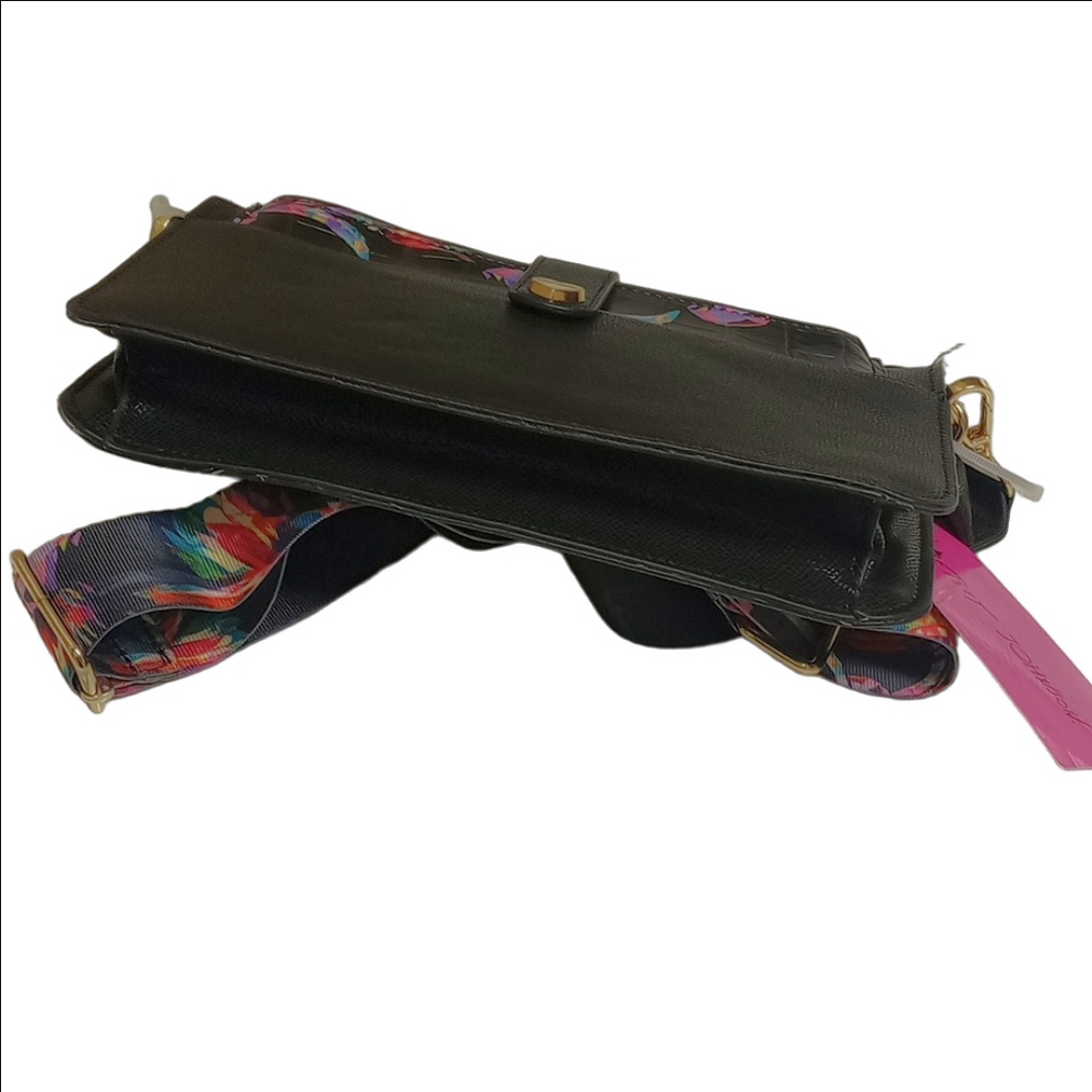 🆕 BETSEY JOHNSON "BIRDS OF PARADISE" BLACK CROSSBODY BAG WITH PULLOUT POUCH - Picture 13 of 15